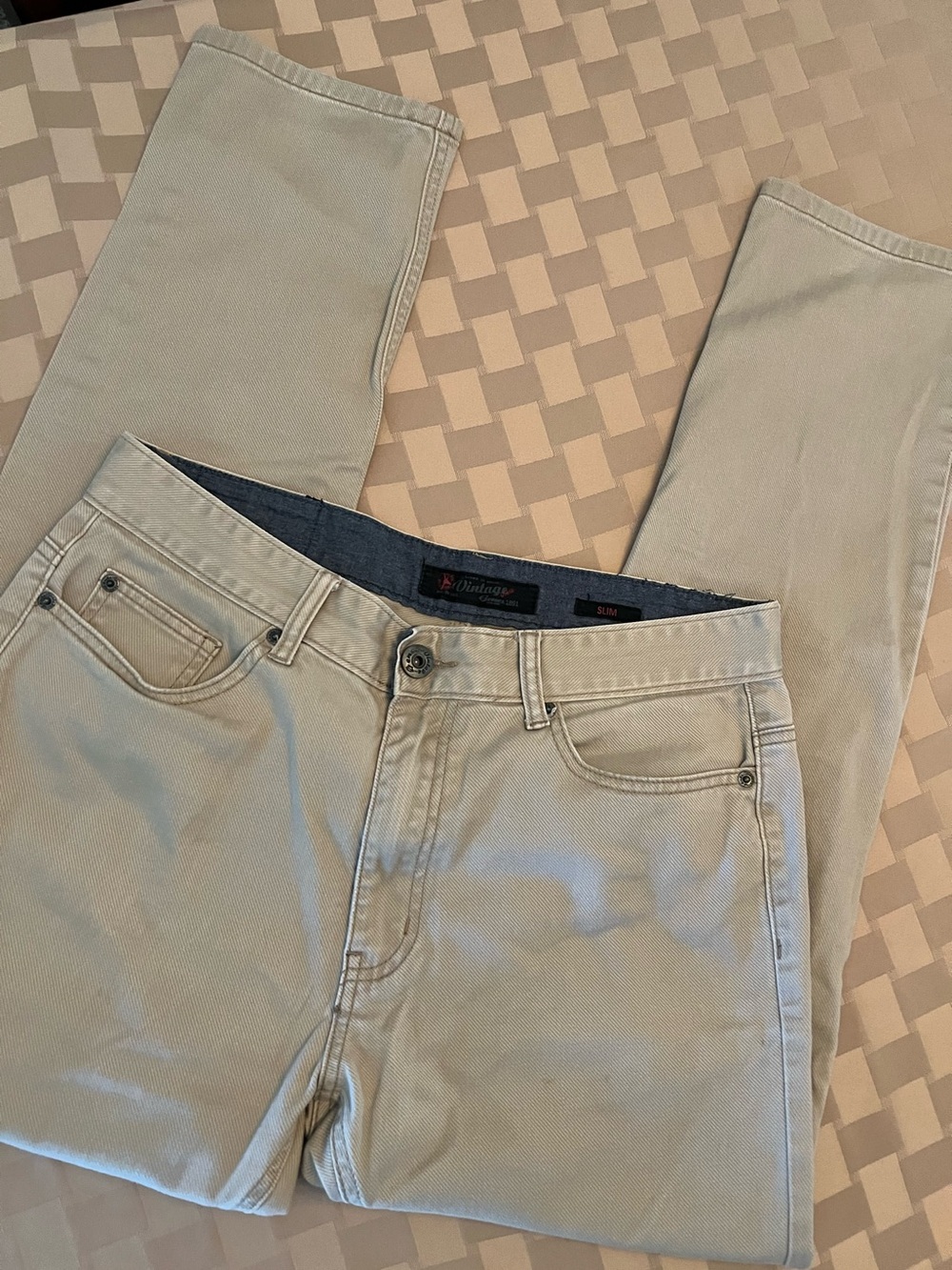 Men’s Vintage Genes Khaki Slim Fit Stretch Jeans 32 x 32